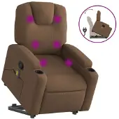 Syfax Massagesessel mit Aufstehhilfe Braun Stoff