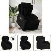 The Living Store Relaxsessel mit Aufstehhilfe Schwarz Stoff