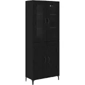 Syfax Highboard Schwarz Eichen-Optik 69,5 x 34 x 180 cm Holzwerkstoff