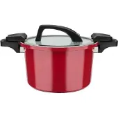GSW Dampfgartopf "Gourmet", rot, H:16cm Ø:24cm, Töpfe, Dampfgartopf, Dampfkochtopf mit Ventil zum Druckausgleich kein Überdruck, Induktion