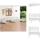 vidaXL 9-tlg. Garten-Lounge-Set Weiß Massivholz Kiefer - Gartenmöbel-Sets