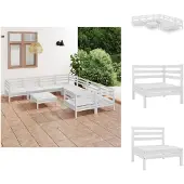 vidaXL 9-tlg. Garten-Lounge-Set Weiß Massivholz Kiefer - Gartenmöbel-Sets