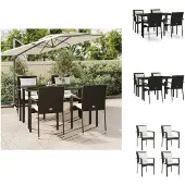 vidaXL 5-tlg. Garten-Essgruppe mit Kissen Schwarz Poly Rattan - Gartenmöbel-Sets