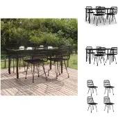 vidaXL 5-tlg. Garten-Essgruppe Schwarz Poly Rattan - Gartenmöbel-Sets