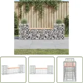The Living Store Gartenbank aus Gabionen 183x41x60,5 cm Massivholz Douglasie