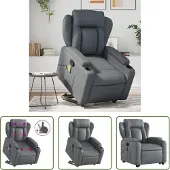 The Living Store Massagesessel mit Aufstehhilfe Grau Kunstleder