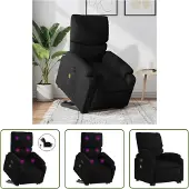 The Living Store Elektrischer Massagesessel mit Aufstehhilfe Schwarz Stoff