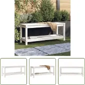 The Living Store Gartenbank Weiß 108x35x45 cm Massivholz Kiefer