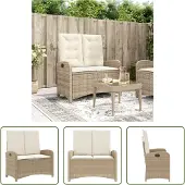 The Living Store Gartenbank Verstellbar mit Kissen Beige Poly Rattan