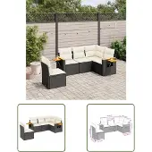 The Living Store 5-tlg. Garten-Sofagarnitur mit Kissen Schwarz Poly Rattan