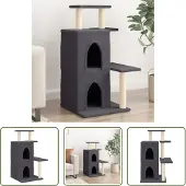 The Living Store Kratzbaum mit Sisal-Kratzsäulen Dunkelgrau 97 cm