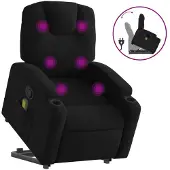 Syfax Massagesessel mit Aufstehhilfe Schwarz Stoff