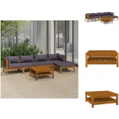 vidaXL 6-tlg. Garten-Lounge-Set mit Auflage Massivholz Akazie - Gartenmöbel-Sets