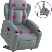 Syfax Massagesessel mit Aufstehhilfe Hellgrau Stoff