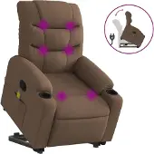 Syfax Massagesessel mit Aufstehhilfe Braun Stoff
