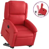 Syfax Relaxsessel mit Aufstehhilfe Rot Kunstleder