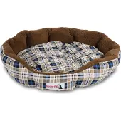 H4L Hundebett Hundekissen blau-kariert Hundekörbchen 75 x 75 x 16 cm
