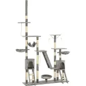 Syfax Katzen-Kratzbaum mit Sisal-Kratzsäulen 230 - 250 cm Grau