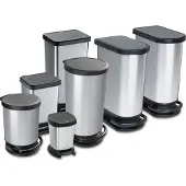 Rotho Treteimer 40 l PASO, Farbe:IML Silber