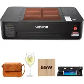 Vevor CO2-Lasergravierer 55W, Laserschneidmaschine 500x300 mm, Tischgerät mit 16-MP-Kamera, Wasserpumpe & Drehachse, kompatibel mit LightBurn, CorelDRAW & RDWorks, für Holz, Acryl & Glas