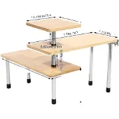 OEM Gewürzregal-Organizer, 3-stufiges Design, drehbare Aufbewahrung, Holzfarbe