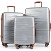 Northix 3-teiliges Hartschalenkoffer-Set mit TSA-Schloss, Silber