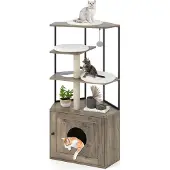 Northix Katzenbaum mit Katzenklo-Unterschrank, Kratzbäumen und Kissen