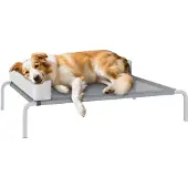 PawHut Hundeliege Outdoor, Erhöhtes Hundebett für Mittelgroße Hunde Hellgrau