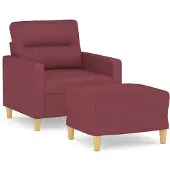 vidaXL Sessel mit Hocker Weinrot 60 cm Stoff