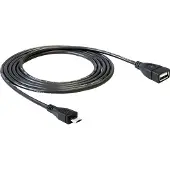 DeLOCK 50cm USB micro-B/USB2.0-A, 0,5 m, Micro-USB B, USB A, USB 2.0, Männlich/Weiblich, Schwarz