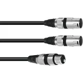 Omnitronic Adapterkabel XLR(F)/2xXLR(M) 3m sw
