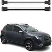 Omtec Dachgepäckträger, Querstange, für Dacia Sandero Stepway, Baujahr 2012-2020, Aluminium, grau