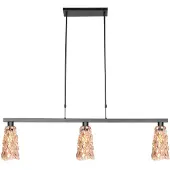 Steinhauer Pendelleuchte 3-flammig Vidrio schwarz mit Braunglas