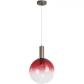 Searchlight Pendellampe Ombre, Kugel, rot/weiß, Ø 30 cm, Glas