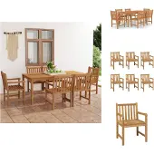vidaXL 7-tlg. Garten-Essgruppe Massivholz Teak - Gartenmöbel-Sets