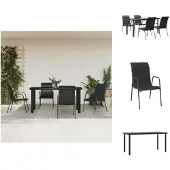 vidaXL 5-tlg. Garten-Essgruppe Schwarz Stahl und Textilene - Gartenmöbel-Sets