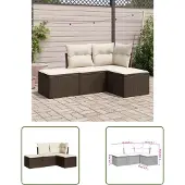 The Living Store 4-tlg. Garten-Sofagarnitur mit Kissen Braun Poly Rattan