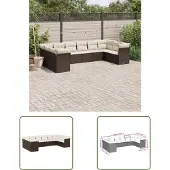 The Living Store 10-tlg. Garten-Sofagarnitur mit Kissen Braun Poly Rattan