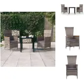 vidaXL 3-tlg. Garten-Essgruppe mit Kissen Grau - Gartenmöbel-Sets
