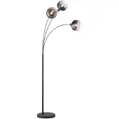 JUST LIGHT Stehleuchte Zea, 3fl., rauchgrau/schwarz, Glas, E14