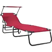 Syfax Klappbare Sonnenliege Rot 190 x 57 x 81 cm Oxford