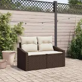 Syfax Garten-Sofa mit Kissen 123 x 62 x 69 cm Poly-Rattan