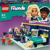 LEGO 41755 Friends Novas Zimmer Gaming Spielzeug mit Zac Mini-Puppe und Pickle der Hund, kleine Geschenke für Kinder ab 6 Jahren, 2023 Serie Figuren