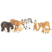 BULLYLAND Wildnis Set 7 Tiere Elefant Tiger Zebra Löwe Erdmännchen PVC-frei Kinderfiguren