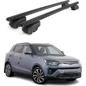 Omtec Dachgepäckträger, Querstange, für Ssangyong Tivoli, Baujahr 2015-2023, Aluminium, Schwarz, mit ABE-Zulassung