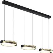 Searchlight LED-Hängeleuchte Aerial, 3-fl., messing/schwarz, Stahl