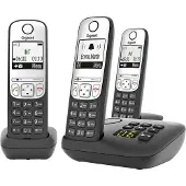 Gigaset A690A Trio, Analoges/DECT-Telefon, Kabelloses Mobilteil, Freisprecheinrichtung, 100 Eintragungen, Anrufer-Identifikation, Schwarz