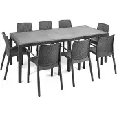 vidaXL Gartentisch Anthrazit 220x90x72 cm Kunststoff Rattan-Optik