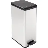 Curver DECO SLIM BIN Abfalleimer 40L mit Fußpedal silber metallic