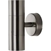 LINDBY Außenwandlampe Hakan, up/down, Edelstahl, IP44, GU10